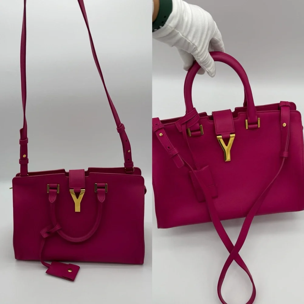 Authentic Yves Saint Laurent pink small cabad tote in smoot calfskin leather - Picture 2 of 15